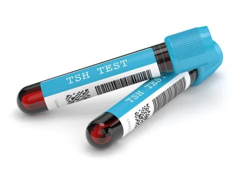 3d render of TSH test blood tubes over white Illustrazione stock