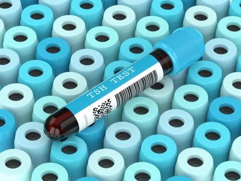 3d render of TSH test blood tubes Illustrazione stock
