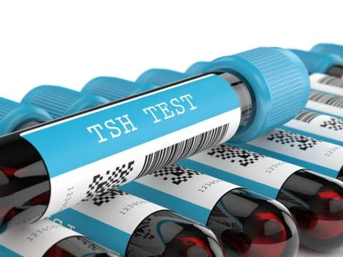 3d render of TSH test blood tubes over white Stock Illustration
