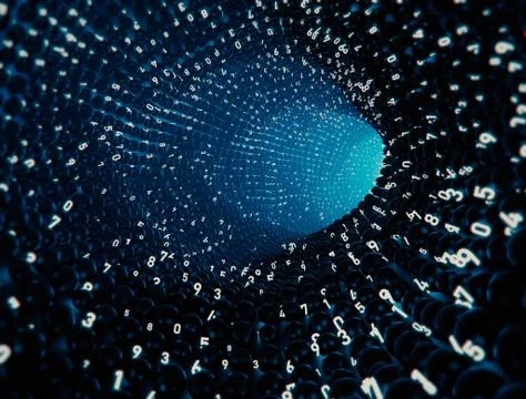 3D render tunnel of numbers 스톡 일러스트