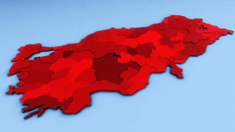 3D Render of Turkey Map Stock Illustration