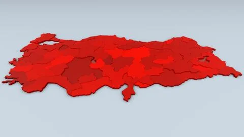 3D Render of Turkey Map on White Background Иллюстрация