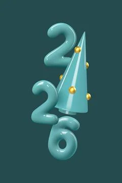 3D render of turquoise 2026 numbers Stock-Illustration