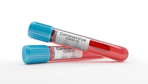 3d render of two blood collection tubes tested for coronavirus 스톡 일러스트