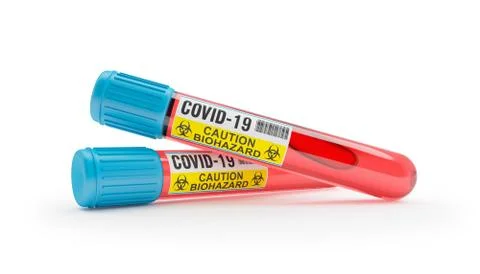 3d render of two blood collection tubes tested for coronavirus 스톡 일러스트