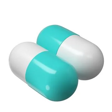 3d render two capsule pills drugs medicine healthcare pharmacy icon logo Illustrazione stock