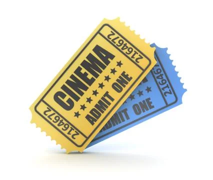 3d render of two cinema ticket Stock Illustration
