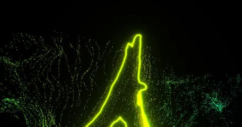 3d render of two hands give five, contact of the luminous contours of the hands Stock Photos