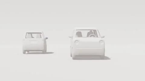 3D Render of Two Minimalist White Cars in a Studio Setting Stock Footage 330920183