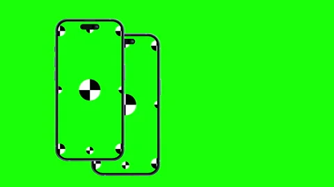 3D render of two smartphone with a green background. Rotating in screen. With a Stock Footage 220718064