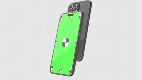 3D render of two smartphone with a green background. Rotating in screen. Green Stock Footage 234201860