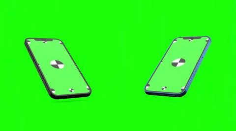 3D render of two smartphone with a green background. Rotating in screen. With a 스톡 일러스트