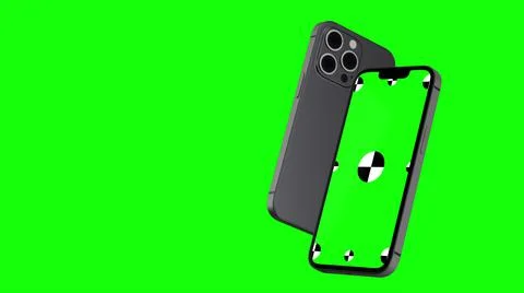 3D render of two smartphone with a green background. Rotating in screen. With a Stock Illustration