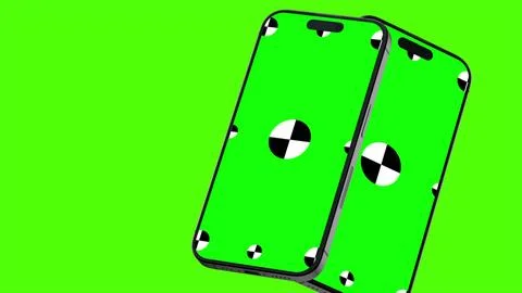 3D render of two smartphone with a green background. Rotating in screen. With a 스톡 일러스트