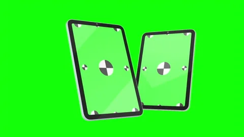 3D render of two TabletPC with a green background. Rotating in screen. With a Video stock 220258162