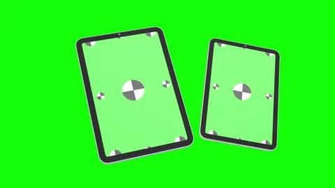 3D render of two TabletPC with a green background. Rotating in screen. With a Illustrazione stock