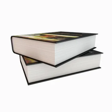A 3D render of two thick hardcover books on top of each other on an isolated  Stock Illustration
