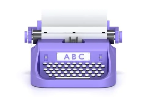 3d render typewriter with paper for writing books Stock Illustration