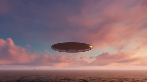 3d render UFO above the ocean Stock Footage 90697315