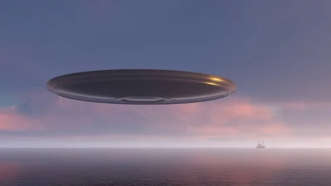 3d render UFO above the ocean Stock Footage 90697322