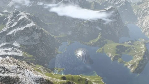 3d render UFO crash in the mountain Stock Footage 85070578