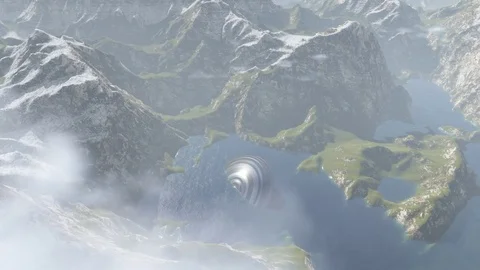 3d render UFO crash in the mountain Stock Footage 85070868