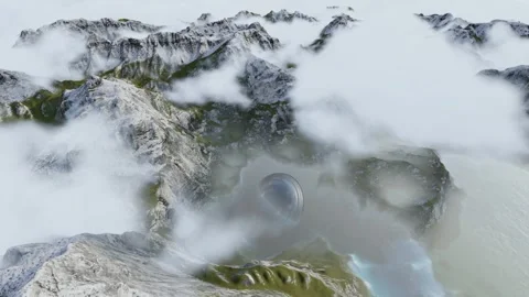 3d render. UFO crashed in the mountains Stock Footage 248082068