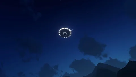 3D render UFO over the mountains Stock Footage 90646988