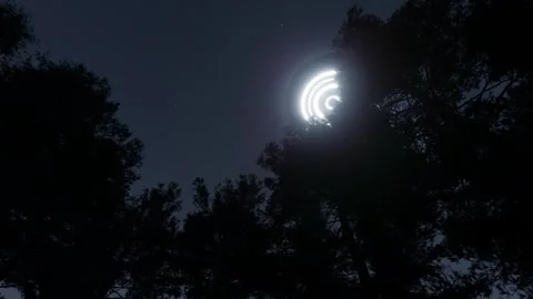 3d-render. UFO in the sky at night over the forest Stock Footage 234918301