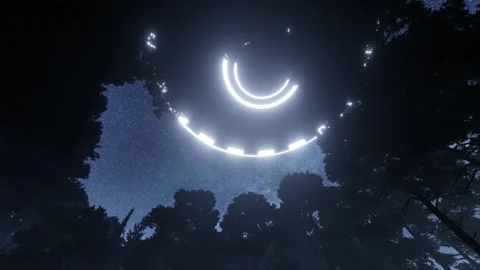 3d-render. UFO in the sky at night over the forest Stock Footage 247996595