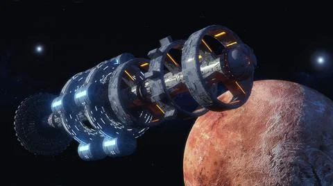 3d render. UFO spaceship concept Stock-Illustration