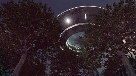 3d render. UFO spaceship concept Stock Illustration