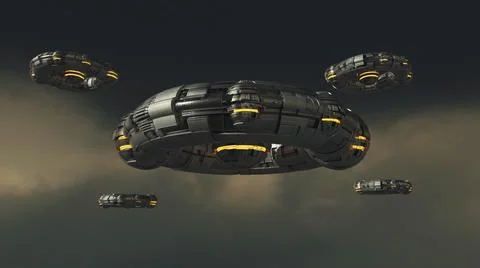 3d render. UFO spaceship concept Stock Illustration