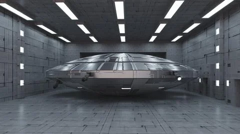 3d render. UFO spaceship concept Stock-Illustration