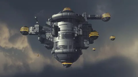 3d render. UFO spaceship concept Illustrazione stock