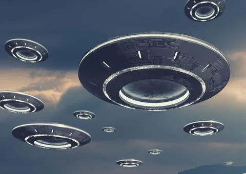3d render. UFO spaceship concept Stock Illustration