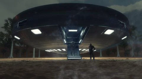 3d render. UFO spaceship concept Stock Illustration