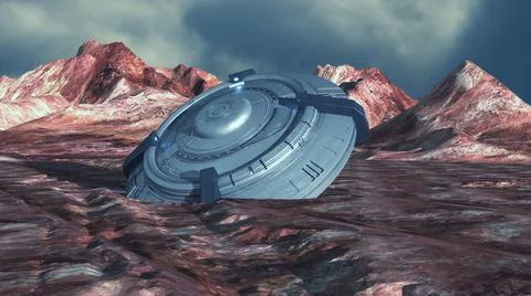 3d render. UFO spaceship concept Stock Illustration