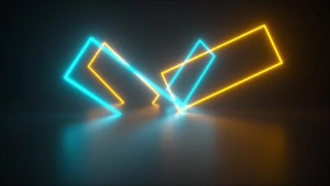 3d render of ultraviolet background from rectangular geometric neon shapes Stock Illustration