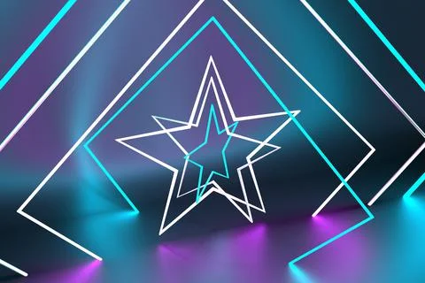 3d render, ultraviolet neon triangular portal, glowing lines, tunnel, corrido イラスト素材