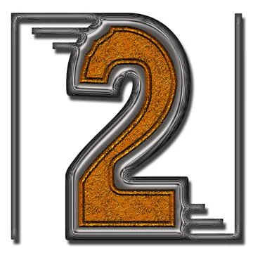 3D render of unique double metal ornament number Illustrazione stock