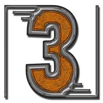 3D render of unique double metal ornament number Stock Illustration
