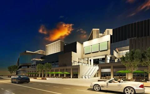 3d render urban view at night Stock Illustration