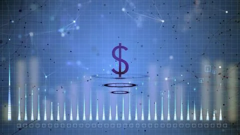 3d render US dollar icon over international currency rise and fall chart Stock Illustration