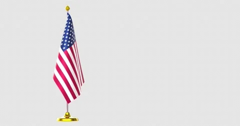 3d render of US flag on pole for countries summit and political meeting. Stock Footage 196147482
