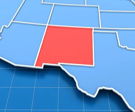 3d render of USA map with New Mexico state highlighted Stock Illustration