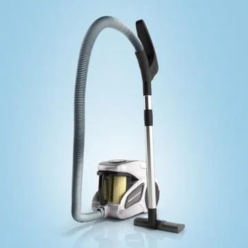 3d render of vacuum cleaner on blue background Stock Illustration