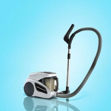 3d render of vacuum cleaner on blue background image Stock Illustration