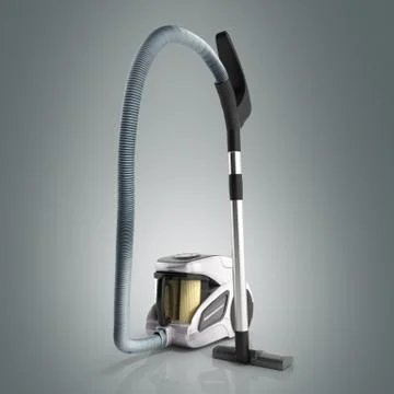 3d render of vacuum cleaner on grey background Stock Illustration
