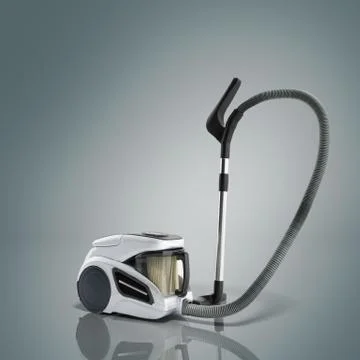 3d render of vacuum cleaner on grey background image Stock Illustration